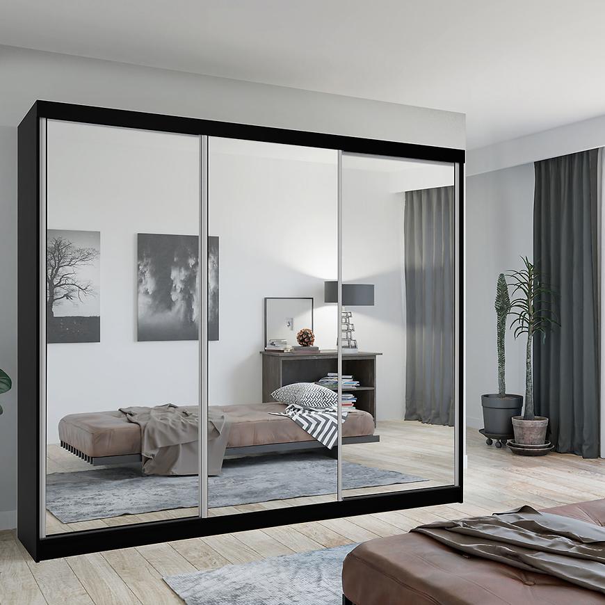 Skříň Lux 250 černá+3 x zrcadlo Baumax