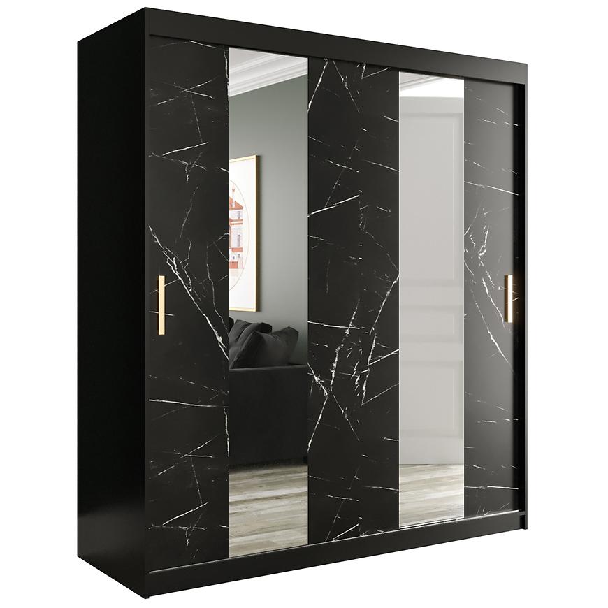 Skříň MARMUR POLE 180 černá/mramor černá Baumax