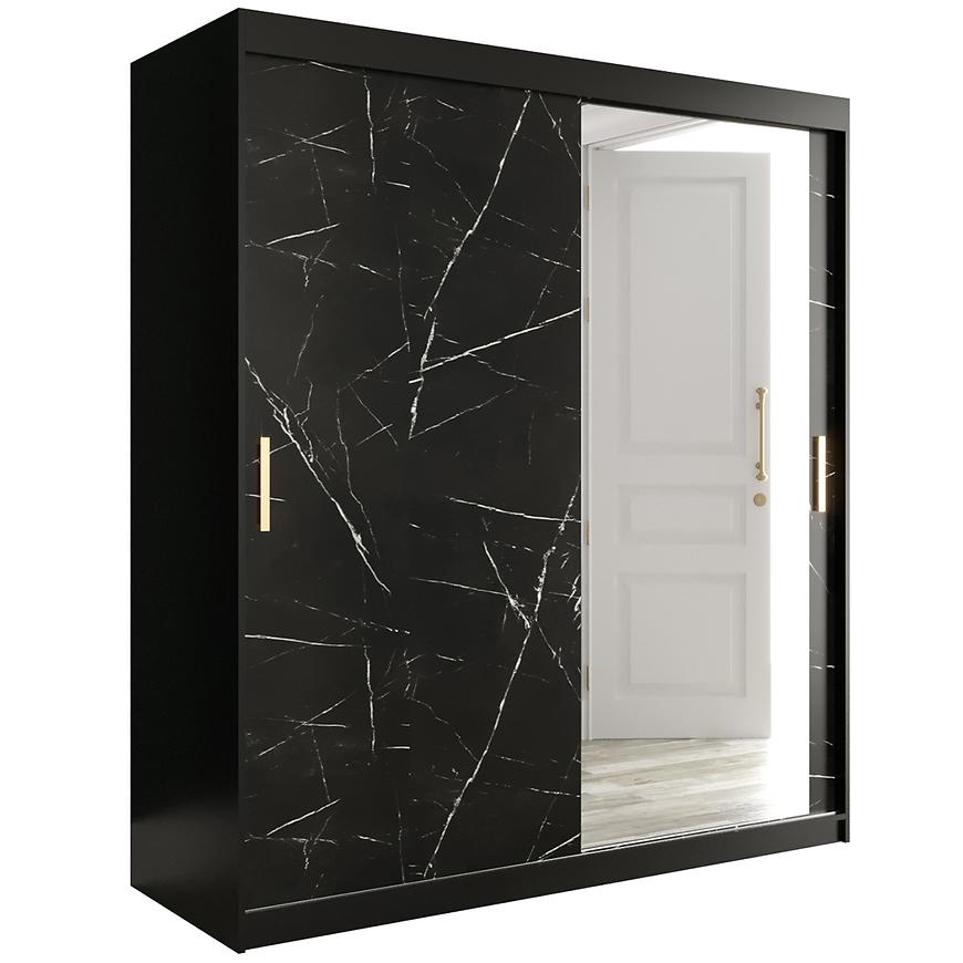 Skříň MARMUR T2 180 černá/mramor černá Baumax