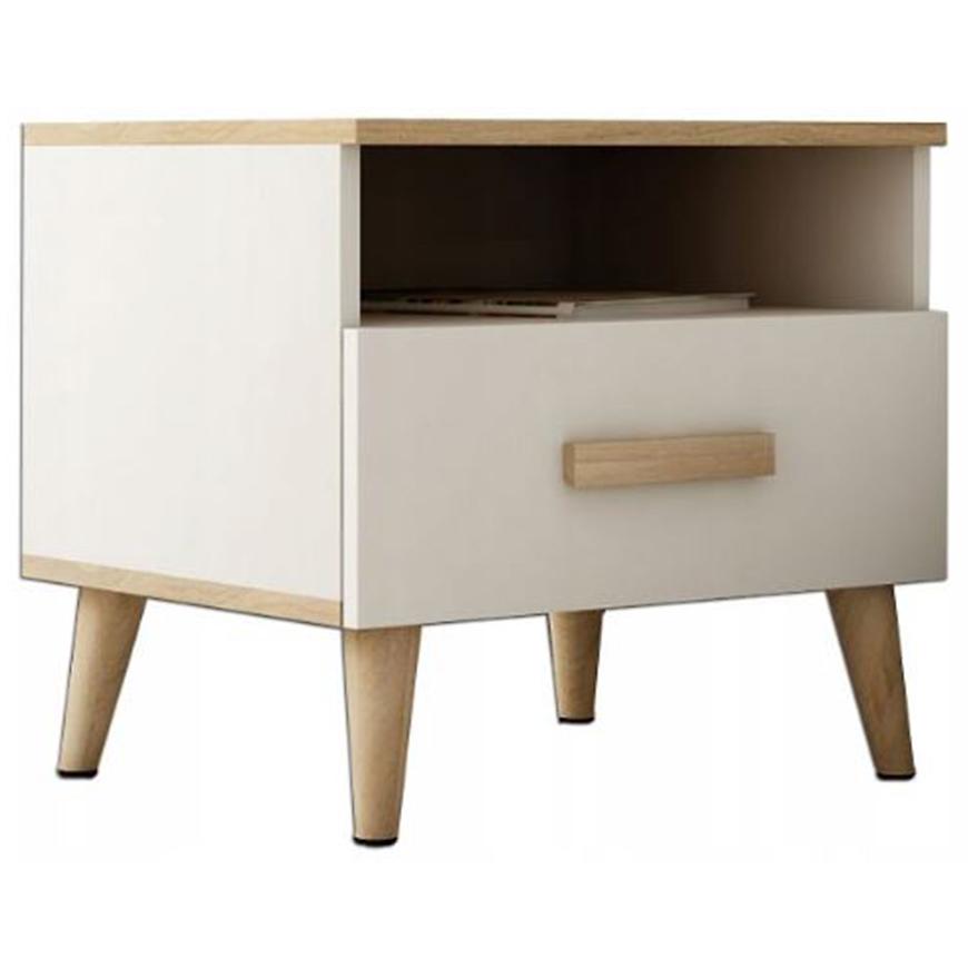 Noční stolek Skandi bílý mat/sonoma Baumax