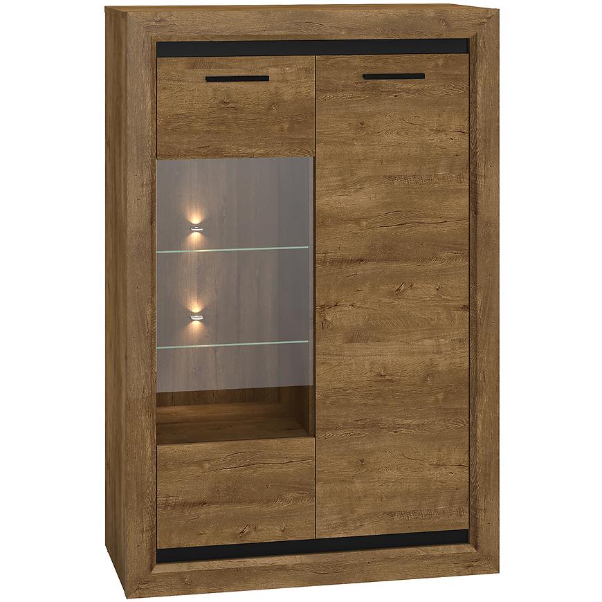 Vitrína Baltica 2601 90 cm dub lefkas/černá Baumax