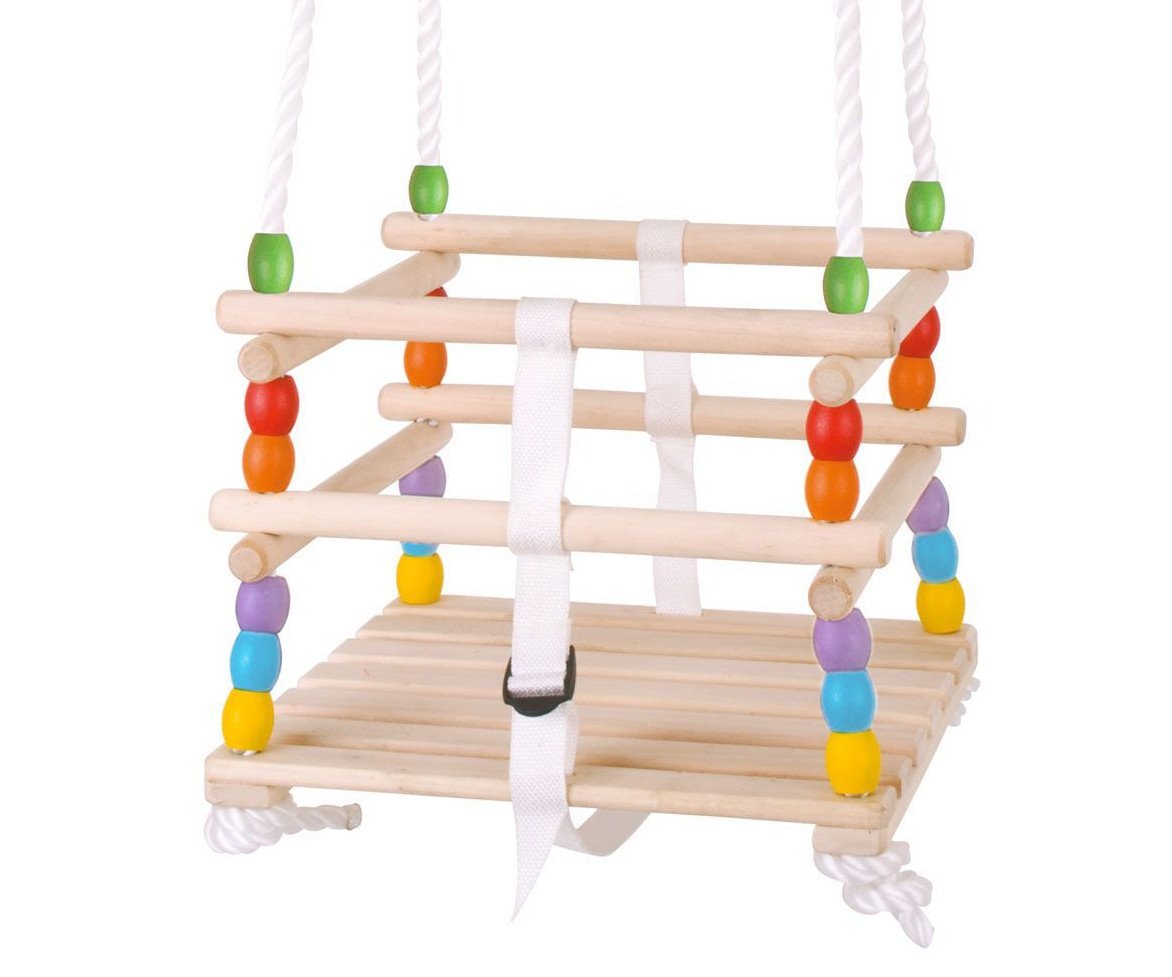 Houpačka dětská dřevěná korálková