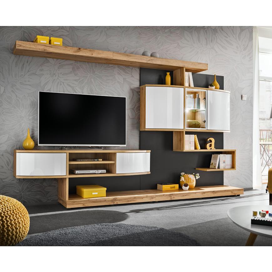 Obývací Stěna Palermo 300cm Wotan/Antracit/Bílý Lesk Baumax