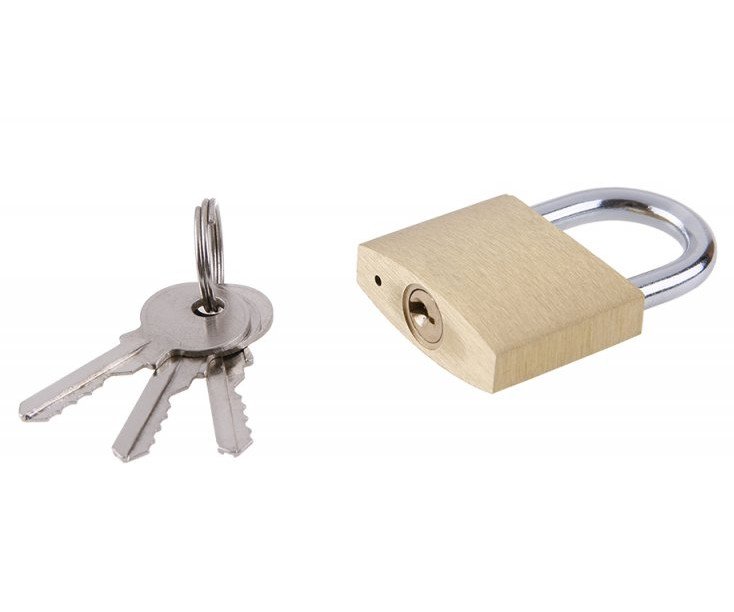 Zámek visací mosaz 3 klíče zesílený - 40mm