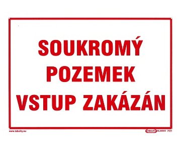 Tabulka Soukromý pozemek