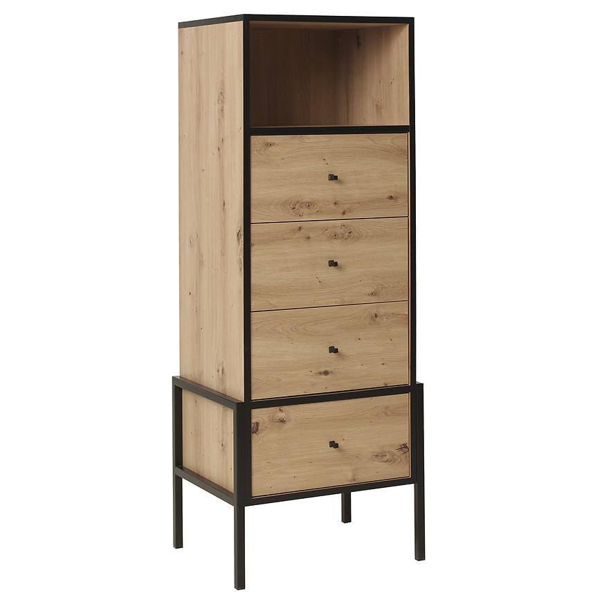 Komoda Livi 4 Dub Artisan/Černá Baumax