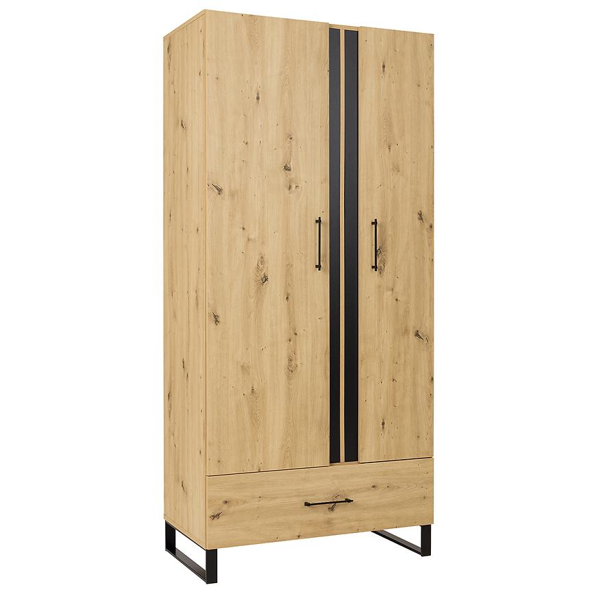 Skříň Francis 1 Dub Artisan/Černá Baumax