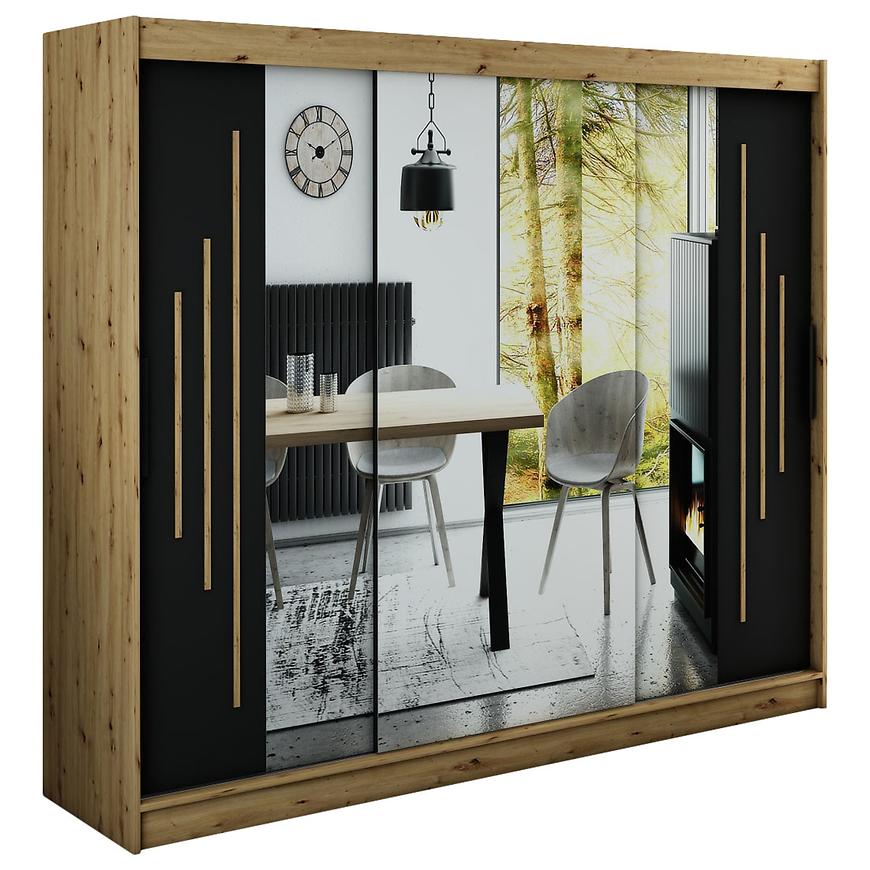 Skrin Halifax Y2 250 dub Artisan/černá/zrcadlo Baumax