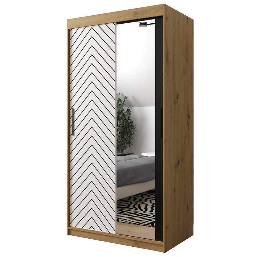 Skříň Jodelka 2 100 Dub Artisan/Bílý/Černý Baumax