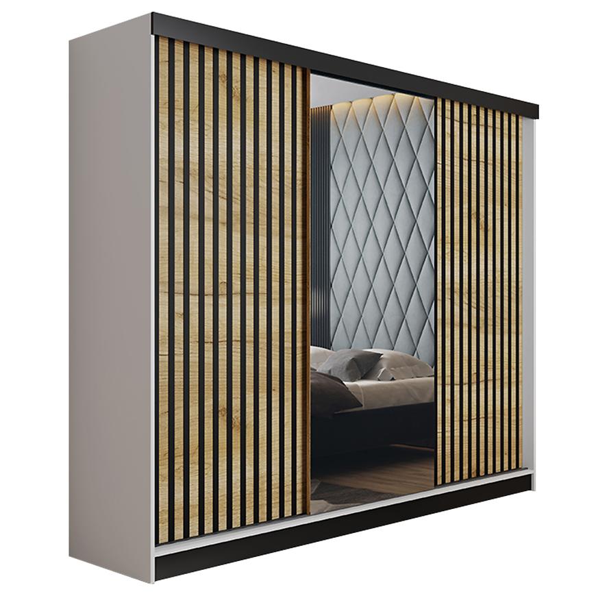 Skříň Malani 200 L Bílý / Přední Crat Zlatý Baumax