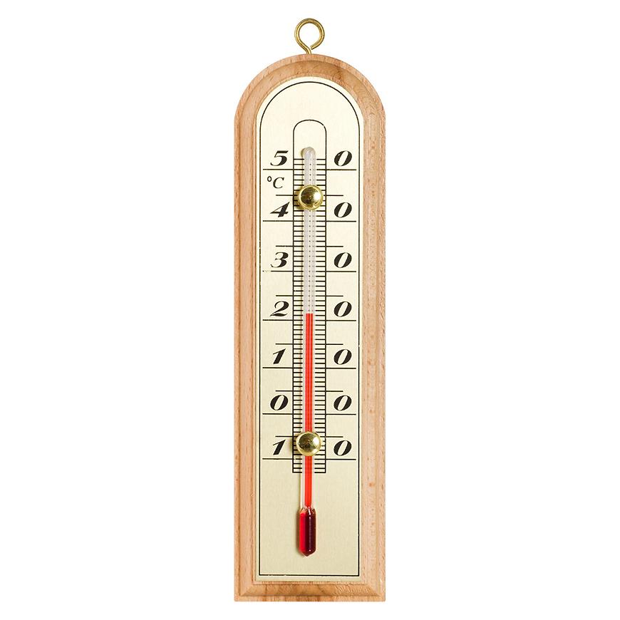 Teploměr dřevo zlat kov vnitřn 010700 26053