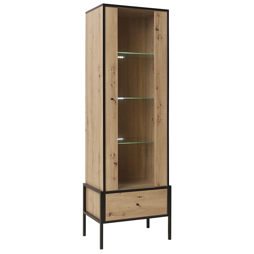 Vitrína Livi 1 Dub Artisan/Černá Baumax