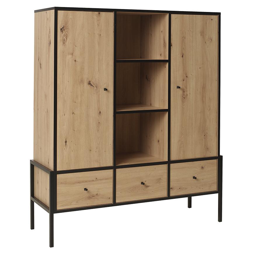 Vitrína Livi 3 Dub Artisan/Černá Baumax