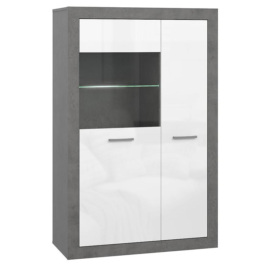 Vitrína Trebbia 2D beton/bílý lesk Baumax