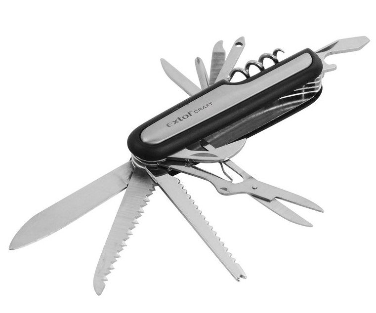 Nůž zavírací kapesní 11dílný nerez Extol Craft 91370