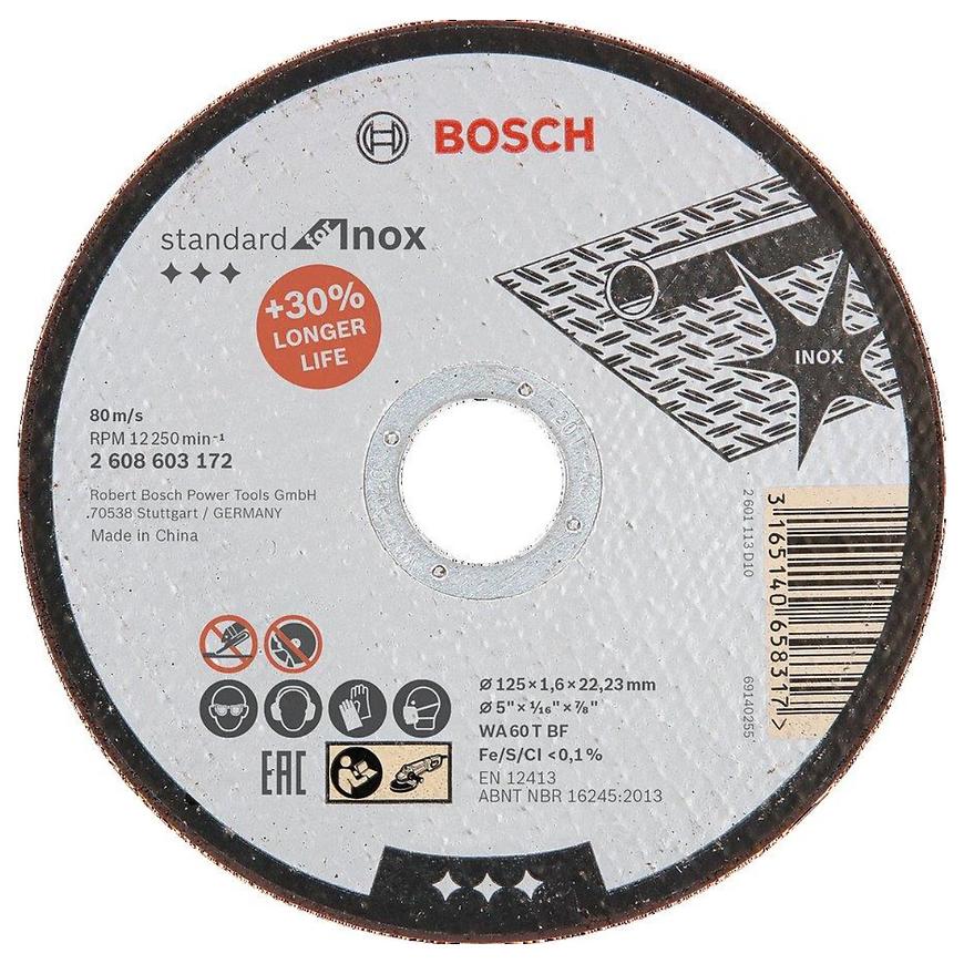 Dělicí kotouč rovný standard for inox 125mm x 1.6mm Bosch