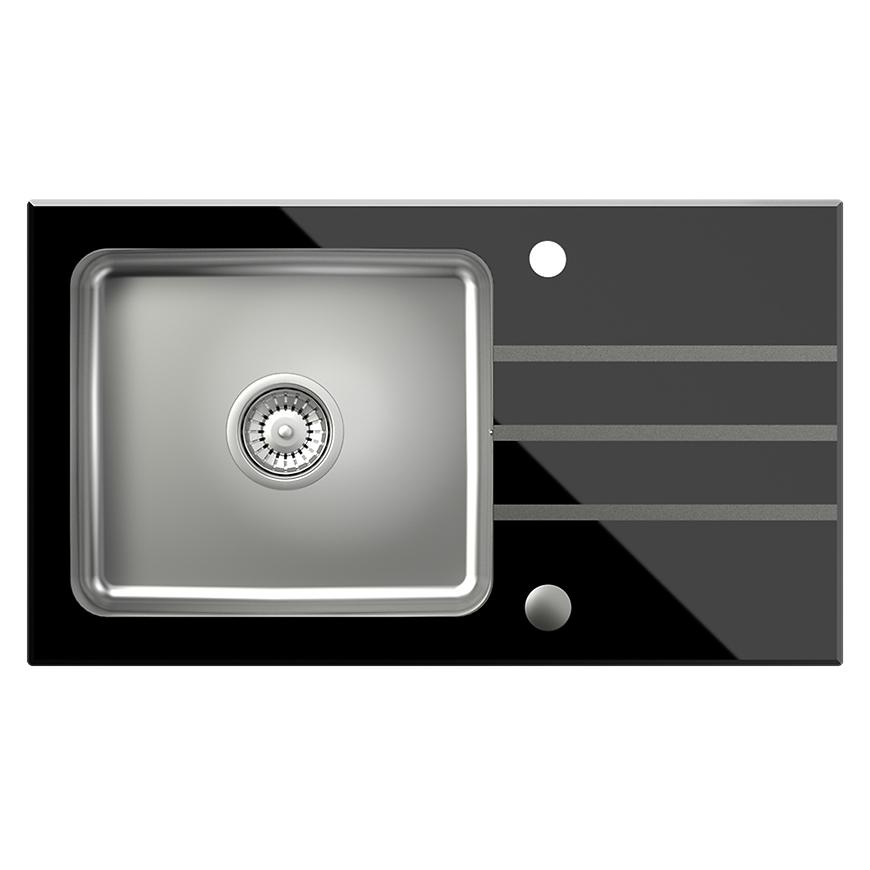 Dřez skleněný Efekt 111 770x440x190 černá Baumax