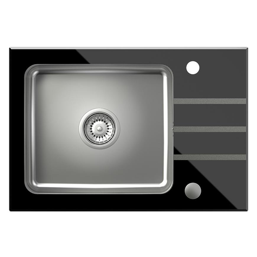 Dřez skleněný Efekt 116 640x440x190 černá Baumax