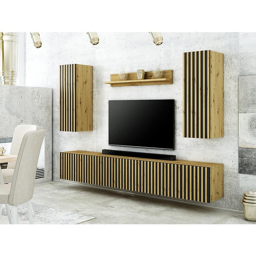 Obývací Stěna Trend Lamele Ust1 Dub Artisan/Černá Baumax