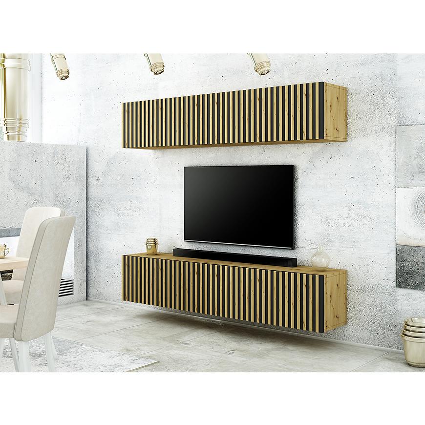 Obývací Stěna Trend Lamele Ust6 Dub Artisan/Černá Baumax