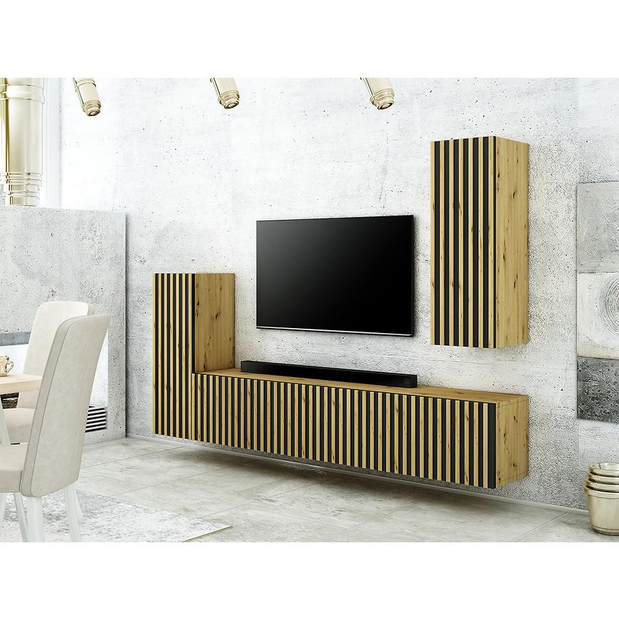 Obývací Stěna Trend Lamele Ust7 Dub Artisan/Černá Baumax