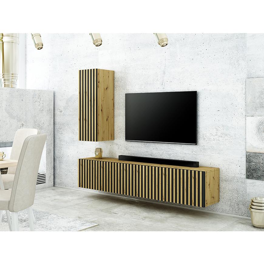 Obývací Stěna Trend Lamele Ust8 Dub Artisan / Černá Baumax