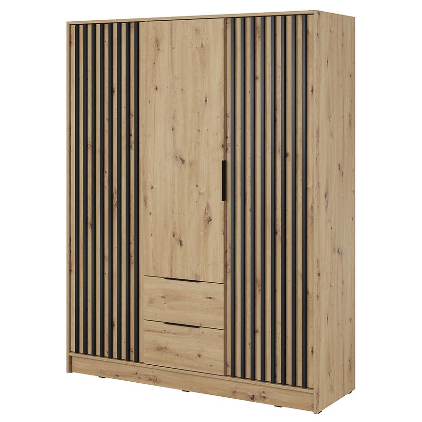 Skříň Nelly 3d dub artisan/lamela černá Baumax