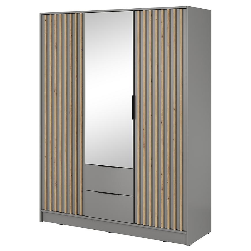 Skříň Nelly 3d zrcadlo sivá/lamela artisan Baumax