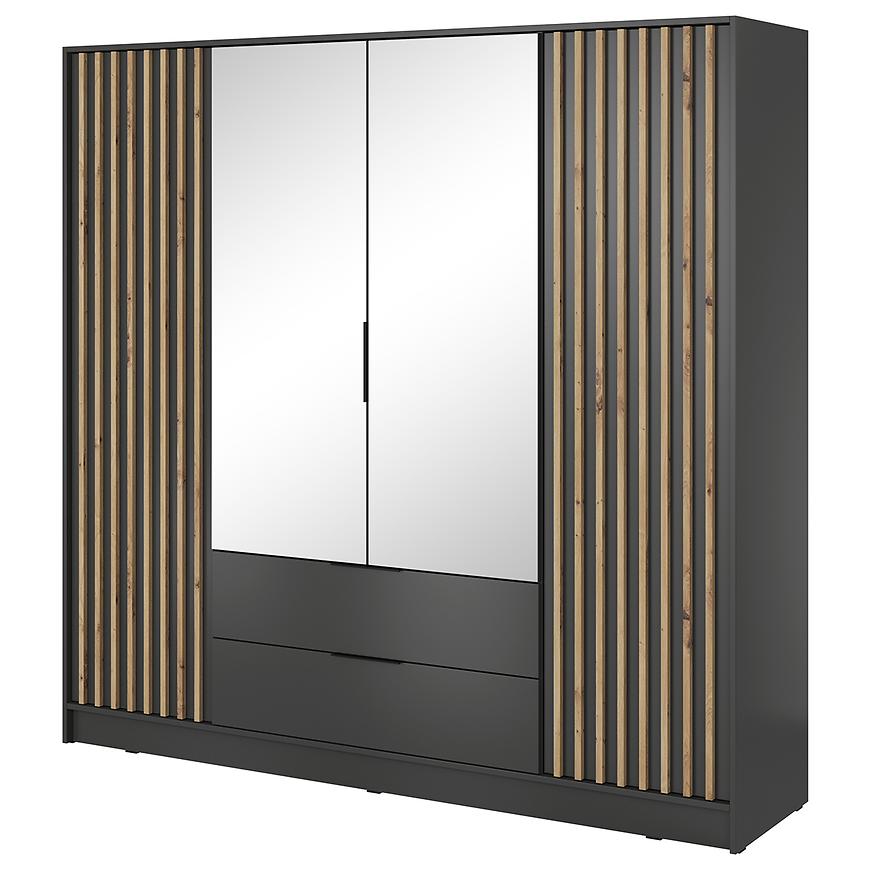 Skříň Nelly 4d zrcadlo grafit/lamela artisan Baumax