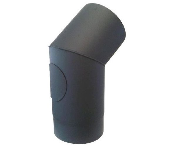 Koleno kouřové černé silnostěnné - 160mm 45° s otvorem