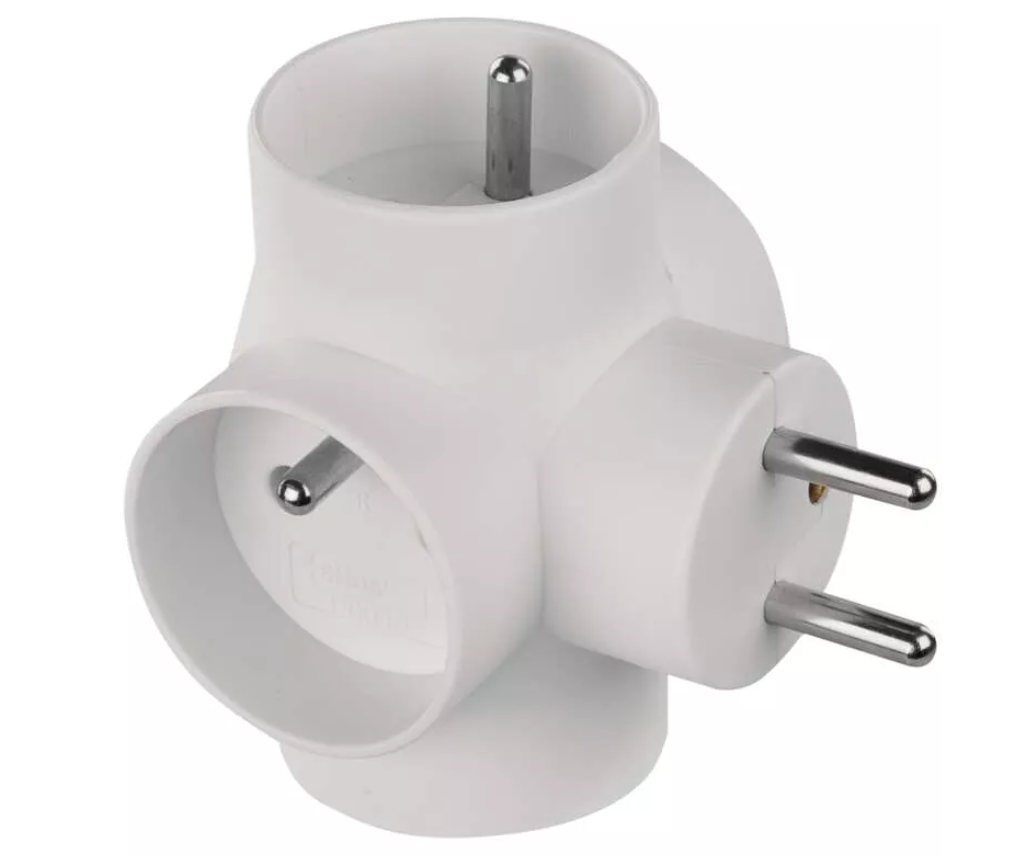 Zásuvka rozbočovací 4x kulatá bílá