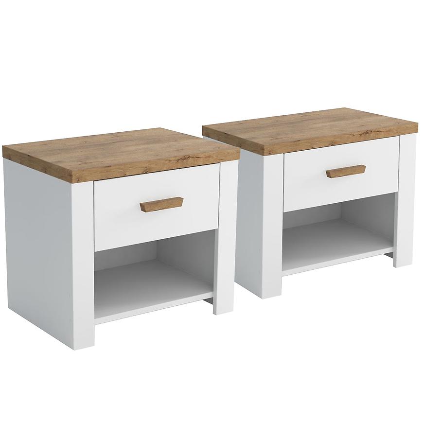 Noční Stolky Monaco 23 2-ks. bílá/dub wotan Baumax