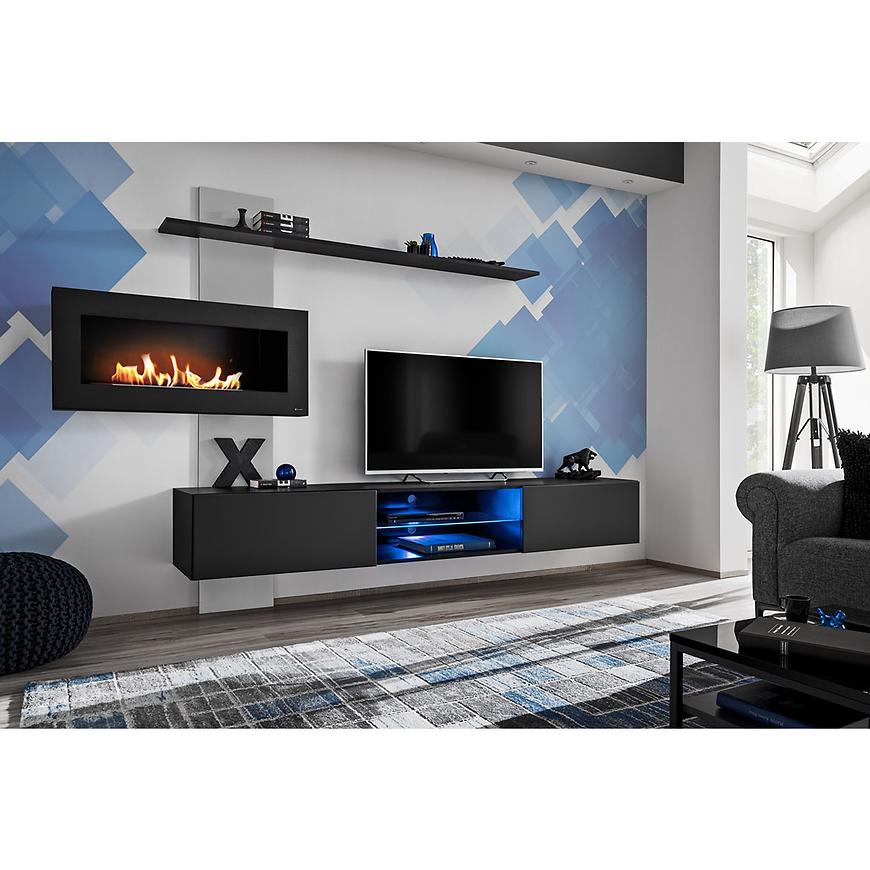 Obývací Stěna Flame B + biokrb černá/šedá Baumax