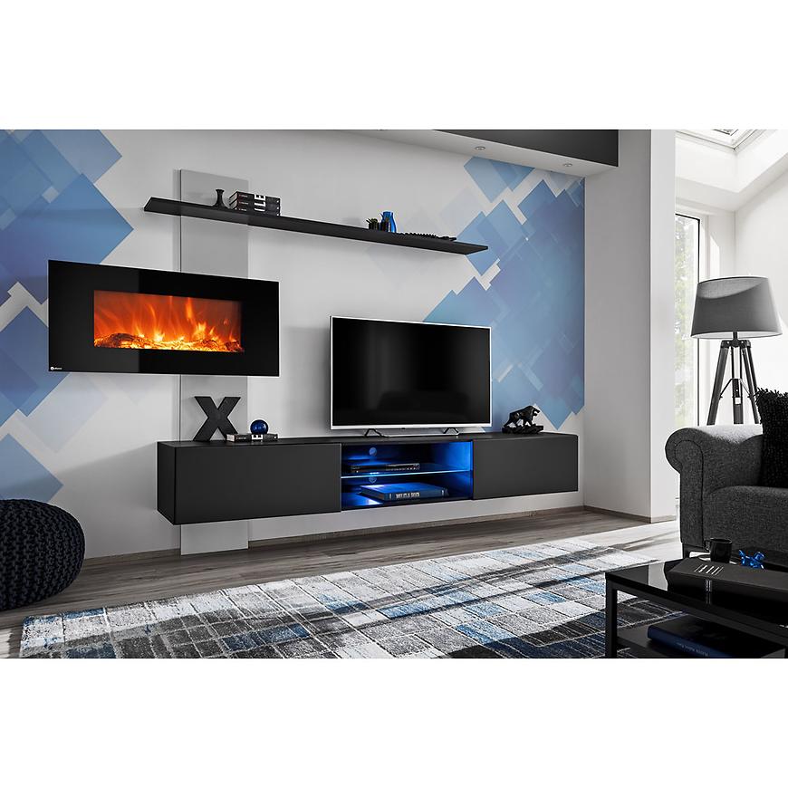 Obývací Stěna Flame E + elektrický krb černá/šedá Baumax