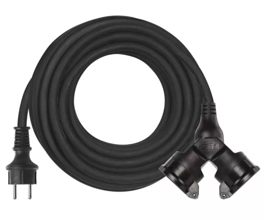 Šnůra prodlužovací gumová 2 zásuvky 230V - 10m