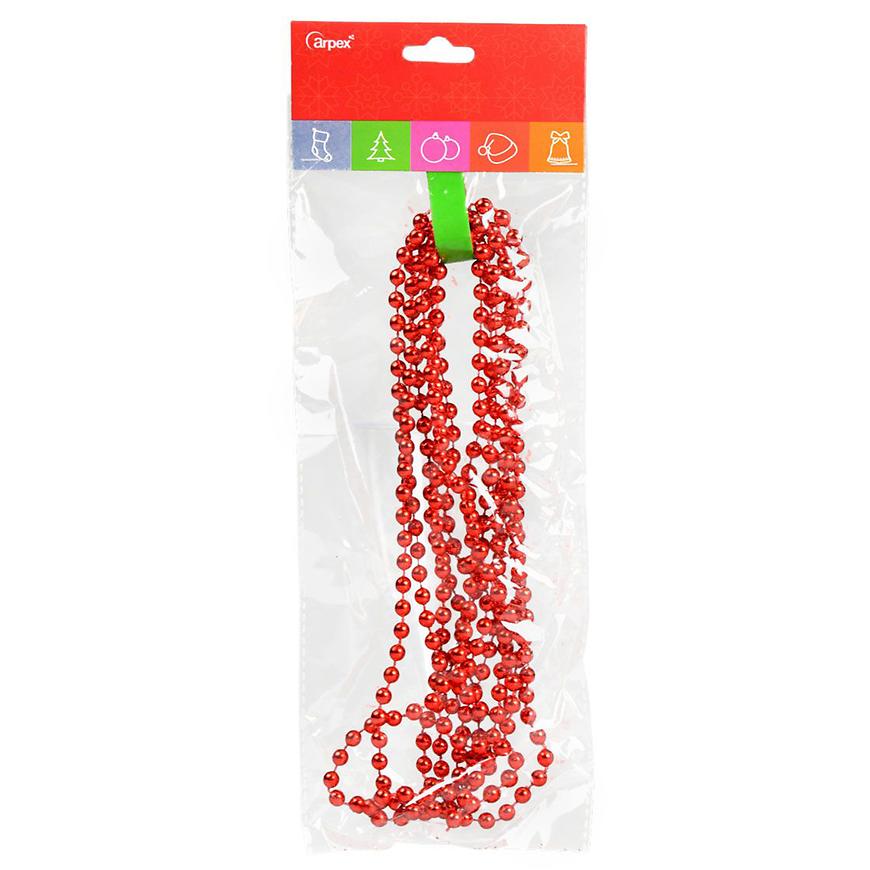 Ozdobný řetěz s korálky 4mm červený 270cm