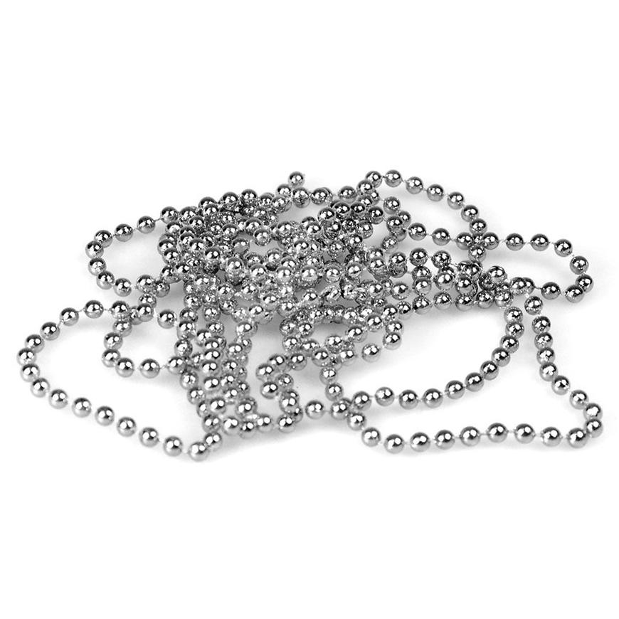 Ozdobný řetěz s korálky 4mm stříbrný 270cm