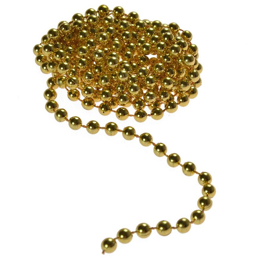 Ozdobný řetěz s korálky 8mm zlatý 270cm