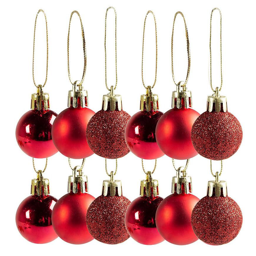 Ozdoby mini (12 ks) črvené 2.5cm