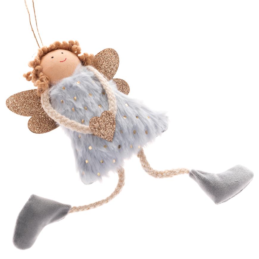 Textilní závěsný anděl – šedý fc363