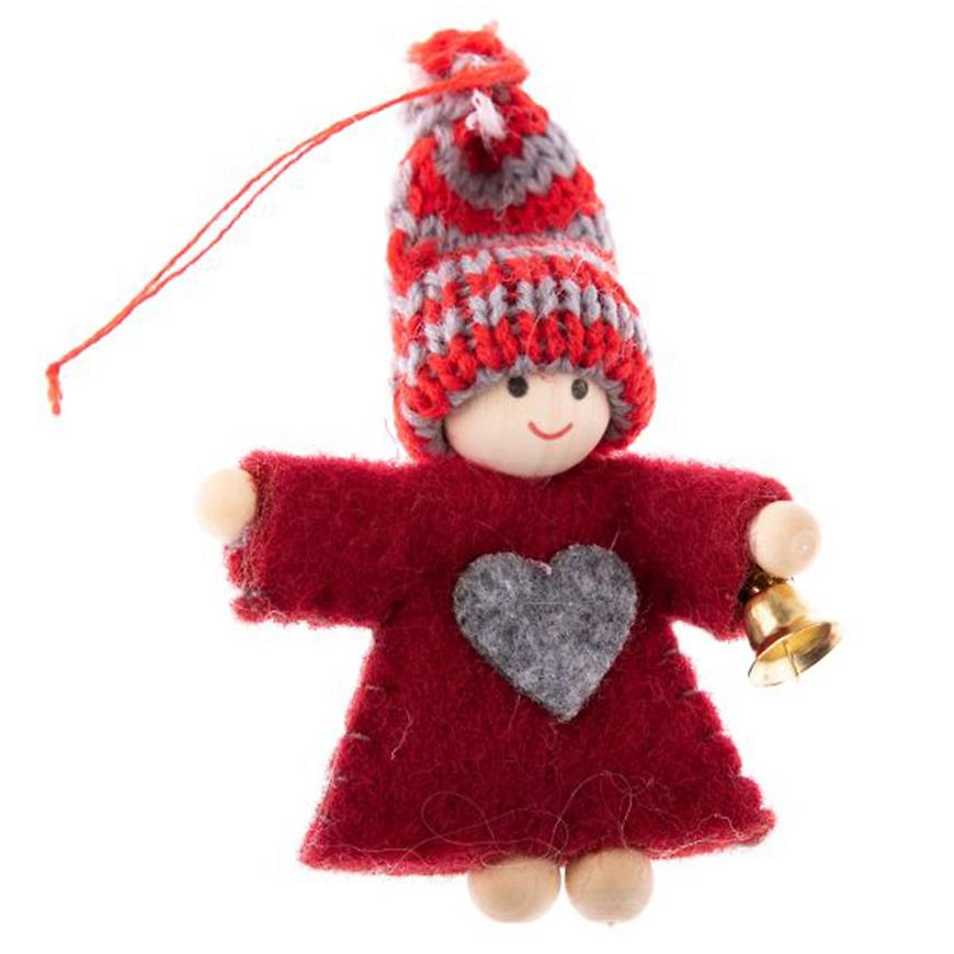 Textilní závěsný andílek – červeno-šedý fc192084