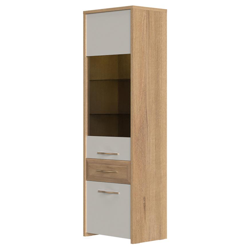 Vitrína Gala V61-2KS1F/GL pacific walnut/beige Baumax