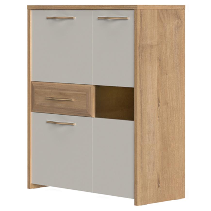 Vitrína Gala V96-3KS1F/GL pacific walnut/beige Baumax