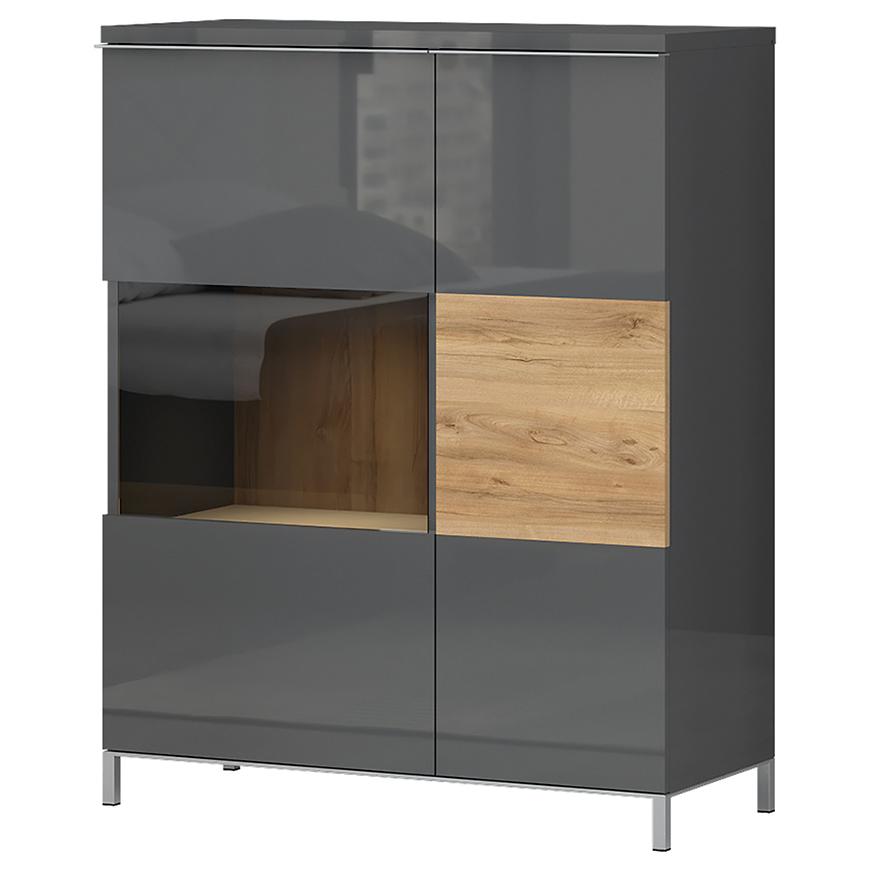 Vitrína Onyx V90-2KS/ON anthracite/pacific walnut Baumax