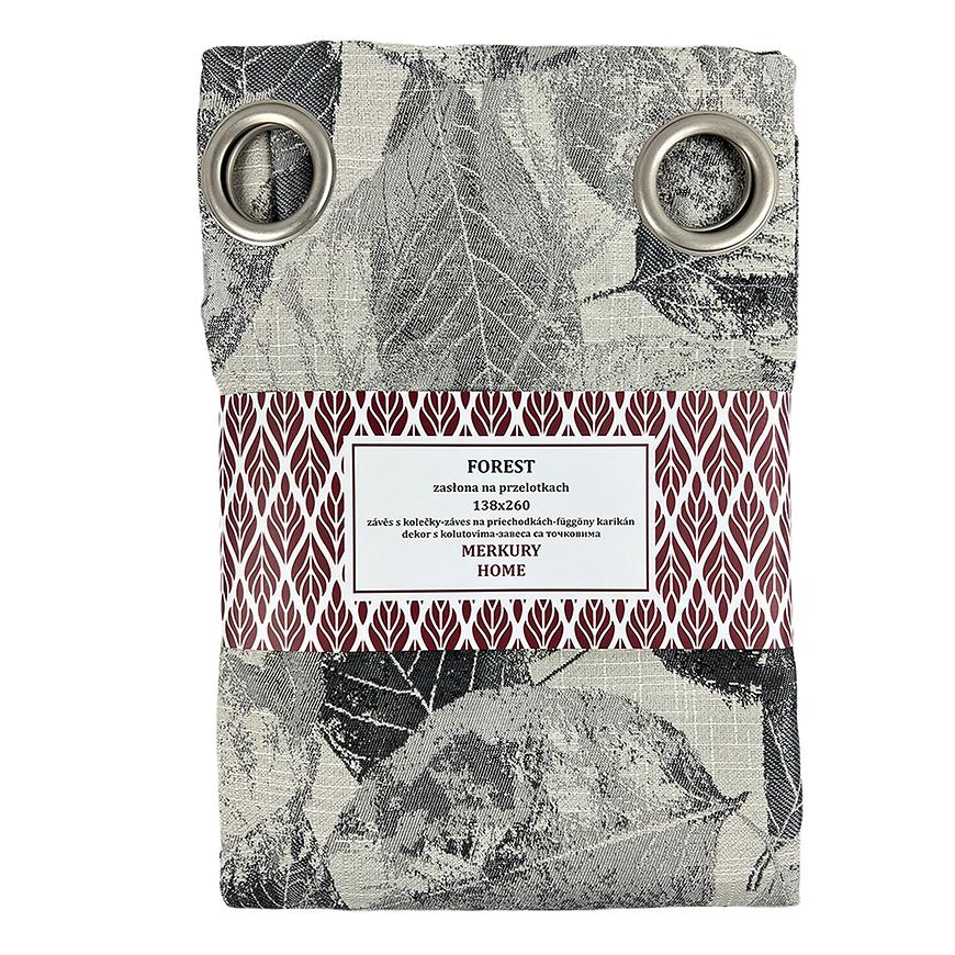 Závěs Forest šedá na průchodkách 138x260 MERKURY HOME