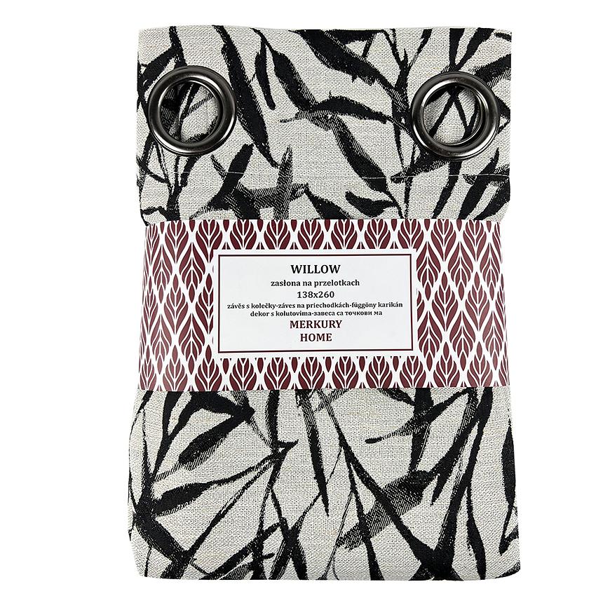 Závěs Willow černá na průchodkách 138x260 MERKURY HOME