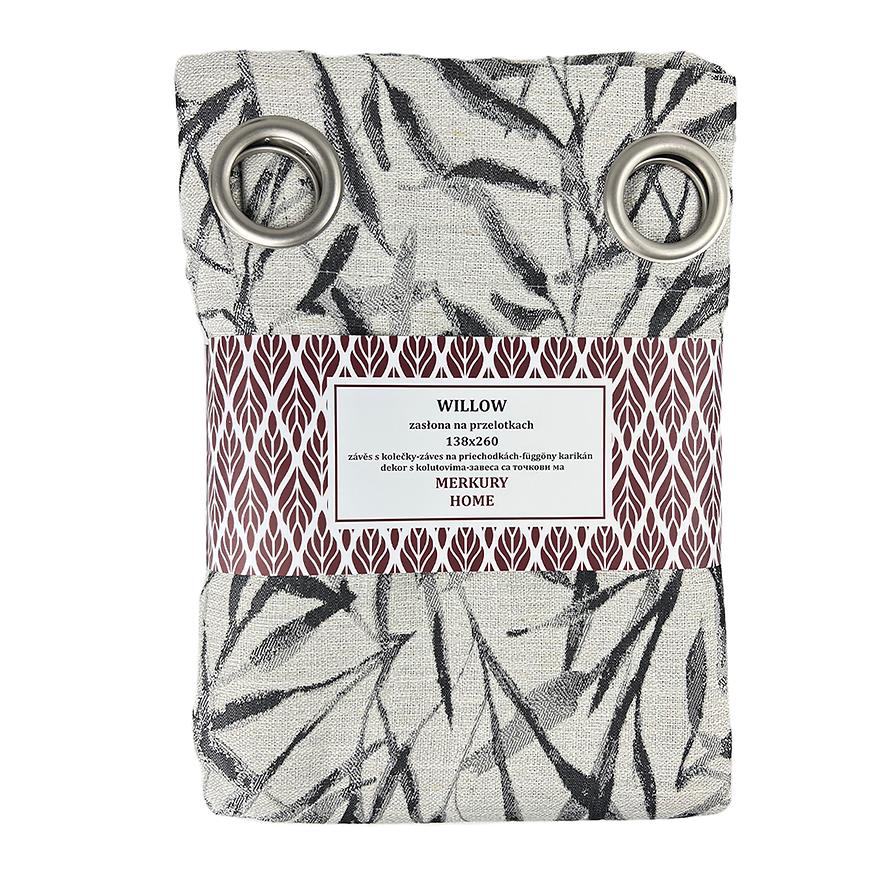 Závěs Willow šedá na průchodkách 138x260 MERKURY HOME