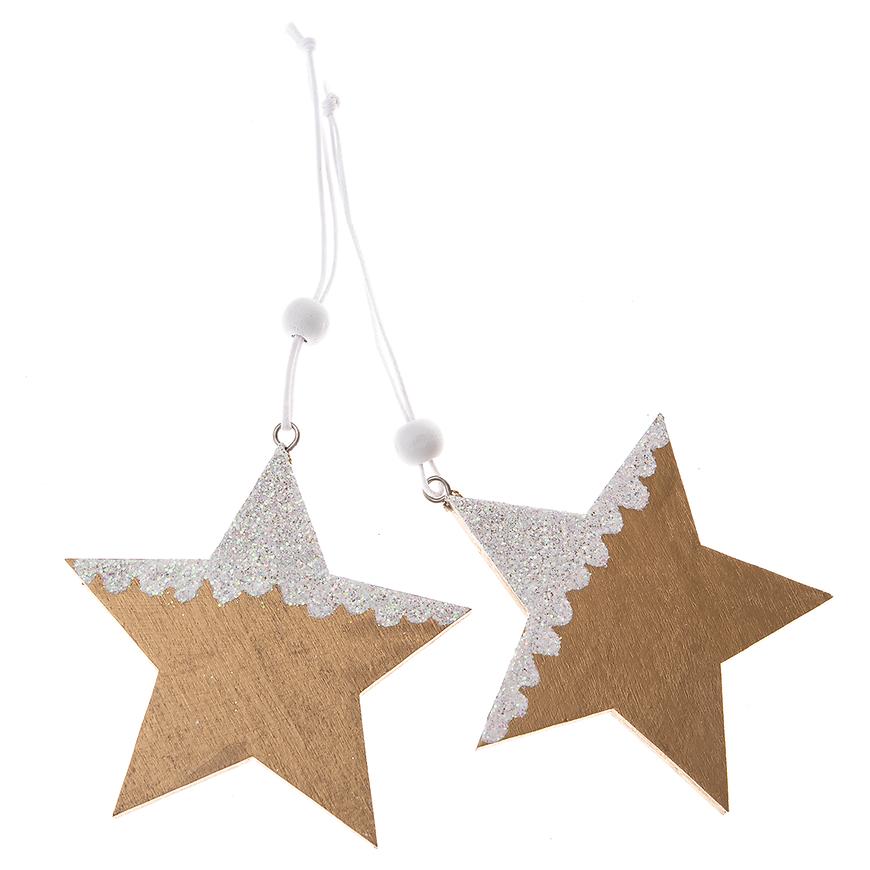 Závěsná dřevěná hvězda - sada 2ks zs6355
