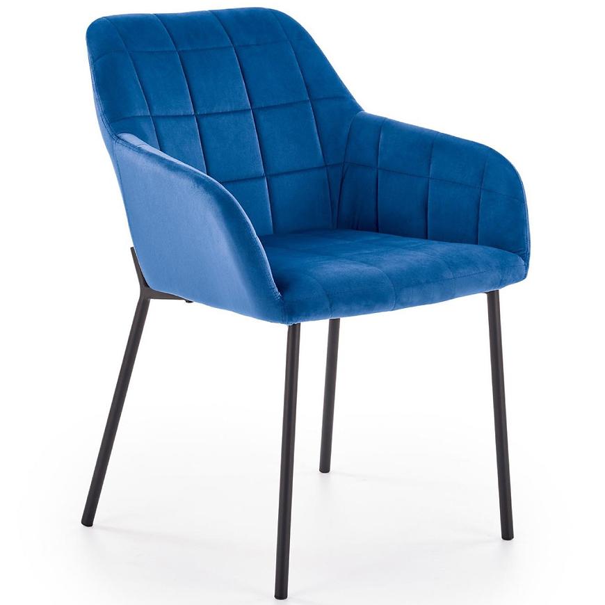 Židle K305 látka velvet/kov tmavě modrá Baumax