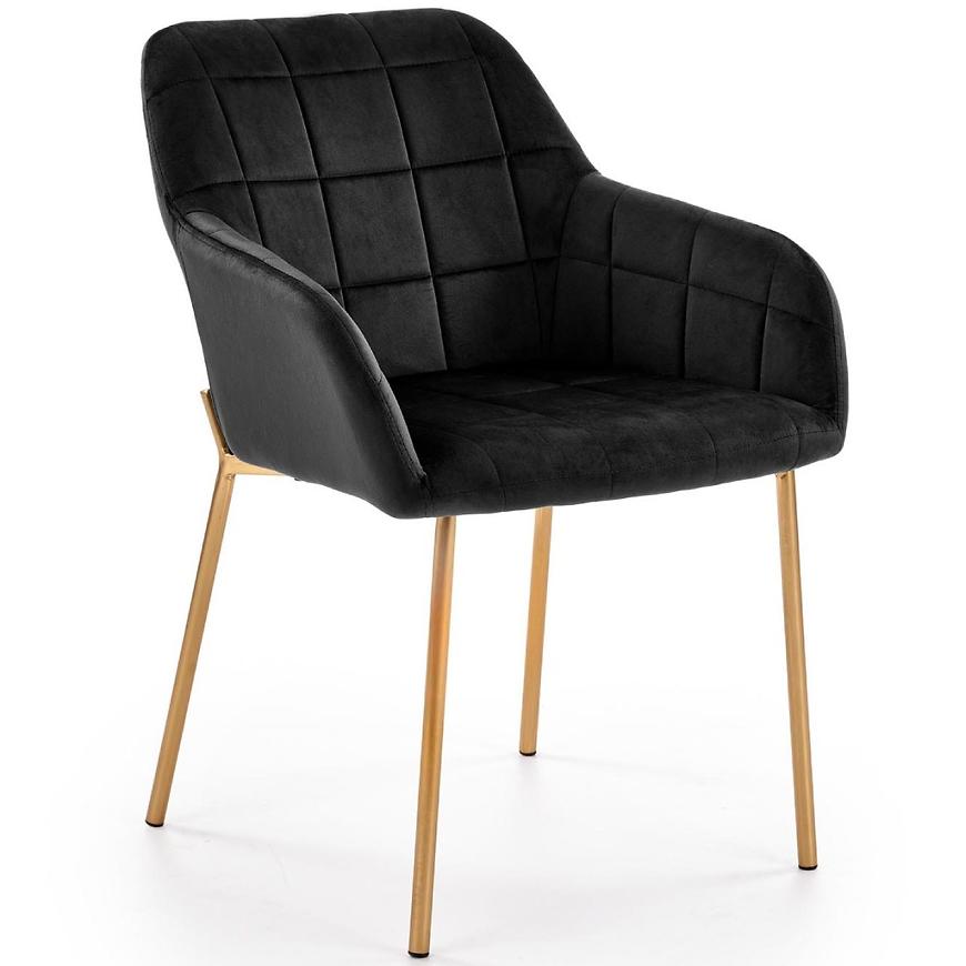 Židle K306 látka velvet/chrom černá/zlatá Baumax